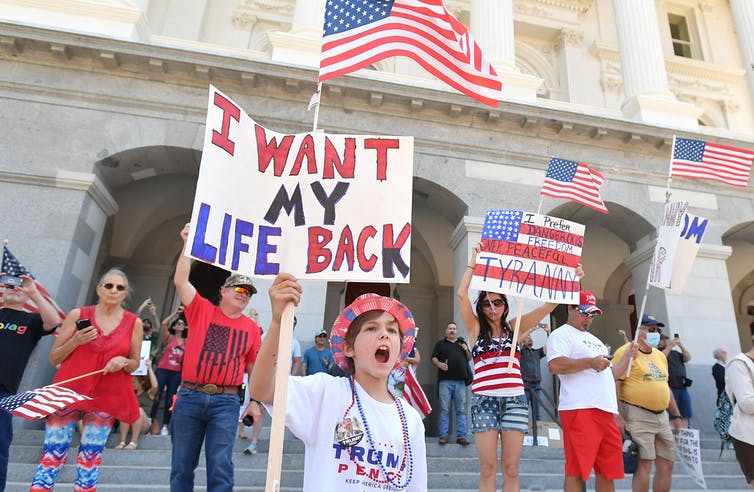 Protesters outside California state capital building